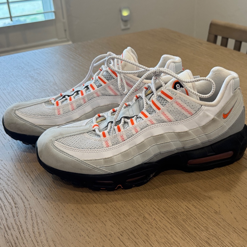 Nike Air Max 95 White and Orange Men's Shoes AirMax 95 10.5